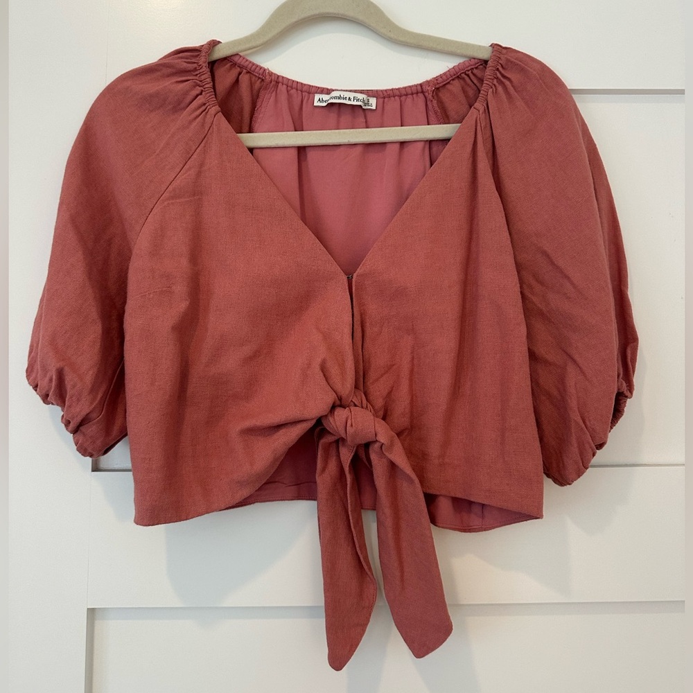 Abercrombie & Fitch Tie-Front Linen Top